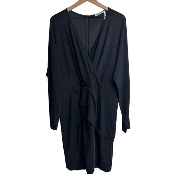 GRACE KARIN 2XL BLACK METALLIC V-NECK GUEST WEDDING OR PARTY WOMEN DRESS NEW - Picture 1 of 5